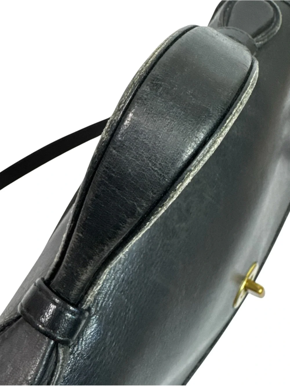 Vtg Coach Court Bag 9870 Black Leather Crossbody Top Handle Brass Hardware
